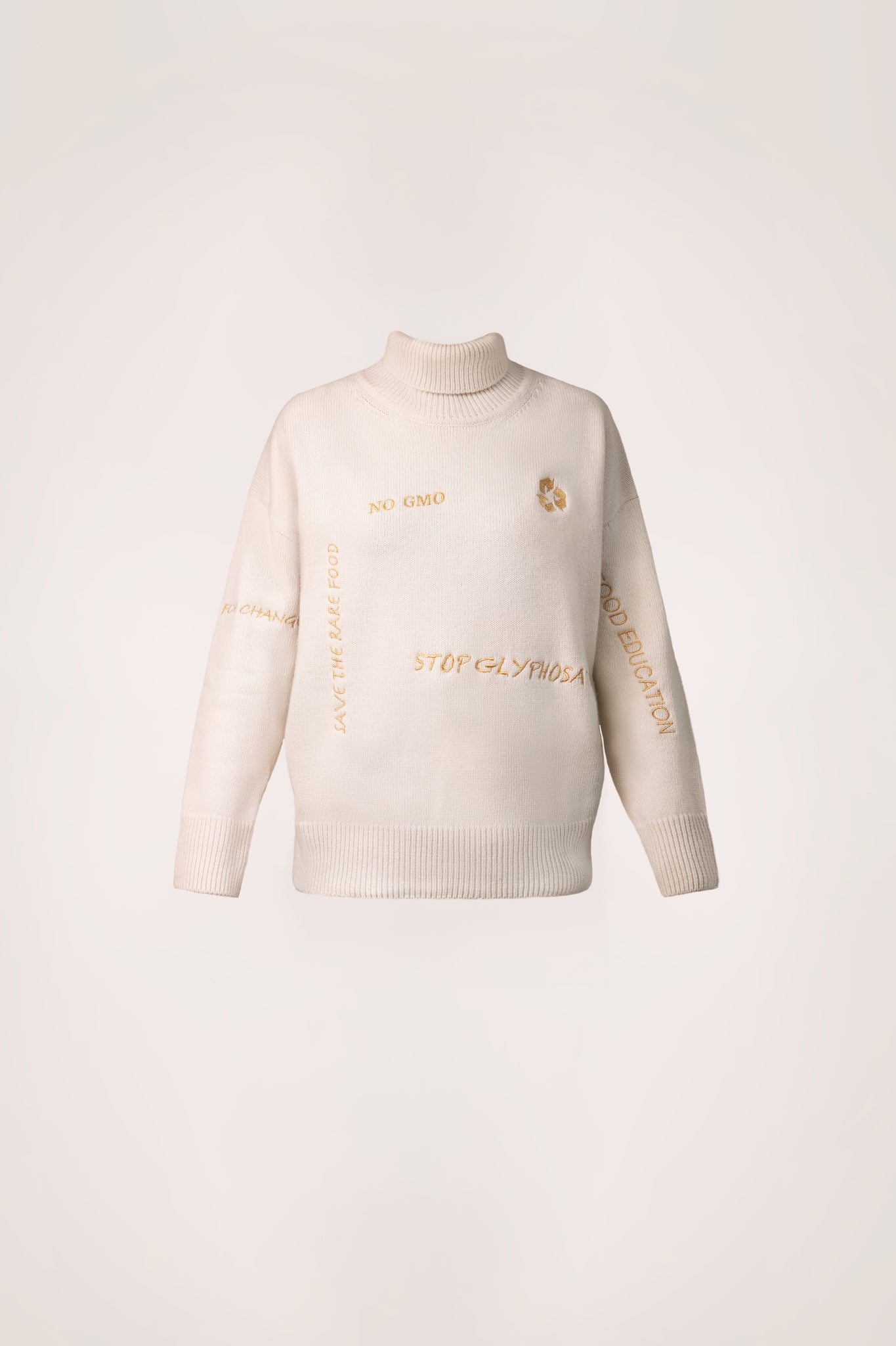 Knitted sweater with gold embroidery